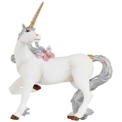 Papo Silbernes Einhorn - H: 13 cm - Papo - One Size - Spielzeugfiguren