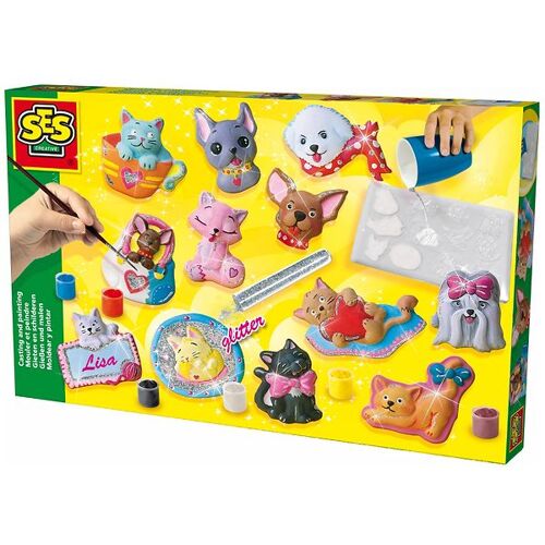 SES Creative - Gießen und Bemalen - Katzen und Hunde - SES Creative - One Size - Kreatives Spielset