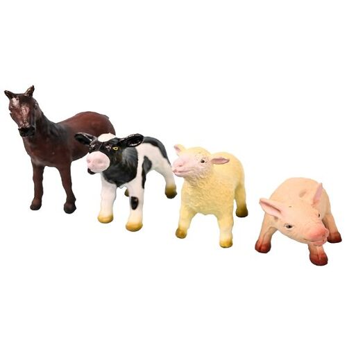 Green Rubber Toys Tiere - 4er-Pack - 11 cm - Bauernhoftiere - One Size - Green Rubber Toys Spielzeugtiere