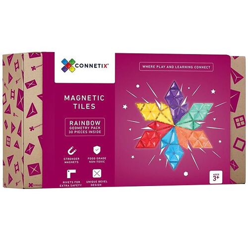 Connetix Magnet-Set - 30- Teile - Rainbow -Geometrie - Connetix - One Size - Magnetspielzeug