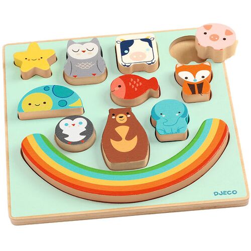 Djeco Puzzlespiel - 11 Teile - Holz - Puzzle & Boom Rainbow - One Size - Djeco Puzzlespiele