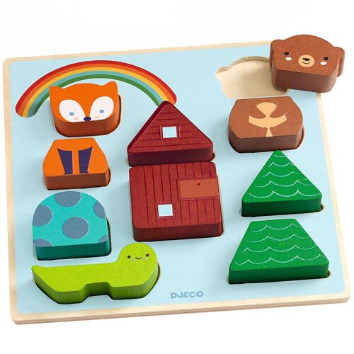 Djeco Puzzlespiel - 10 Teile - Holz - Rainbow - Djeco - One Size - Puzzlespiele