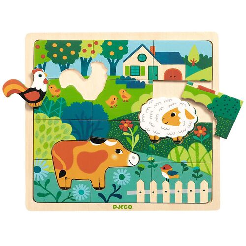 Djeco Puzzlespiel - 15 Teile - Rätsel Farm - One Size - Djeco Puzzlespiele