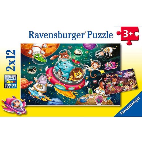 Ravensburger Puzzlespiel - 2x12 Teile - Animals In Space - Ravensburger - One Size - Puzzlespiele