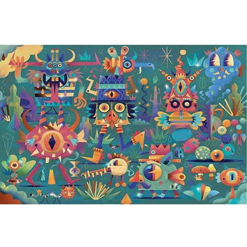 Djeco Puzzlespiel - Party Teile - Monster - One Size - Djeco Puzzlespiele