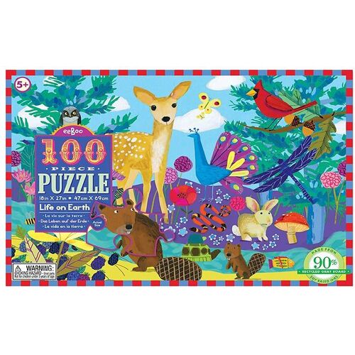 Eeboo Puzzlespiel - 100 Teile - Leben auf der Erde - Eeboo - One Size - Puzzlespiele