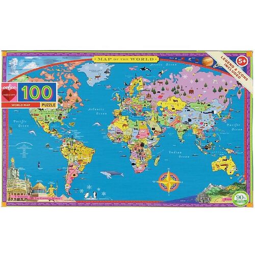 Eeboo Puzzlespiel - 100 Teile - Weltkarte - Eeboo - One Size - Puzzlespiele