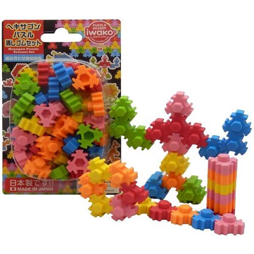 Iwako Radiergummis - Hexagon-Puzzle - 36 Teile - Iwako - One Size - Radiergummis