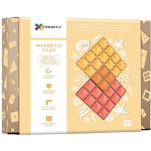 Connetix Magnetplatten - 2-Teile - Lemon & Peach - Connetix - One Size - Magnetspielzeug