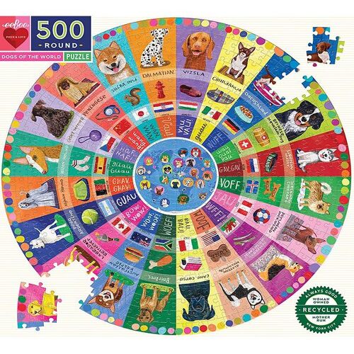 Eeboo Puzzlespiel - 500 Teile - Hunde der Welt - Eeboo - One Size - Puzzlespiele