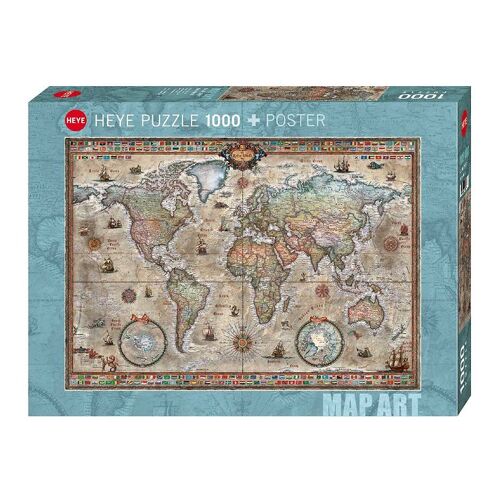 Heye Puzzle Puzzlespiel - Retro World Map - 1000 Teile - One Size - Heye Puzzle Puzzlespiel