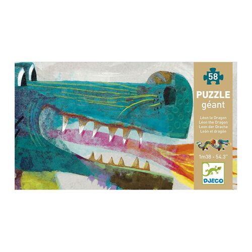 Djeco Riesen Puzzle - 58 Teile - 138 cm - Leon The Dragon - One Size - Djeco Puzzlespiel