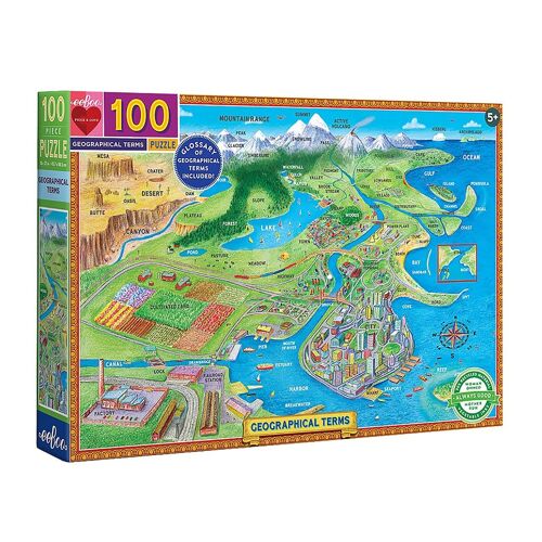 Eeboo Puzzlespiel - 100 Teile - Geographische Bezeichnungen - One Size - Eeboo Puzzlespiel