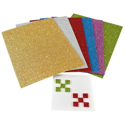 Glitter-Moosgummi MOSAIK vorgestanzt, 15x20 cm, 6 Bogen Glitter-Moosgummi MOSAIK vorgestanzt, 15x20 cm, 6 Bogen