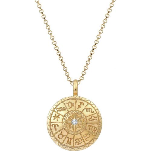 Elli, Halskette Sternzeichen Kristalle 925er Silber in gold, Schmuck für Damen gold Damen 60 cm
