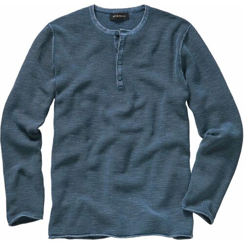 Mey & Edlich Waffle-Knit-Henley Blau 52