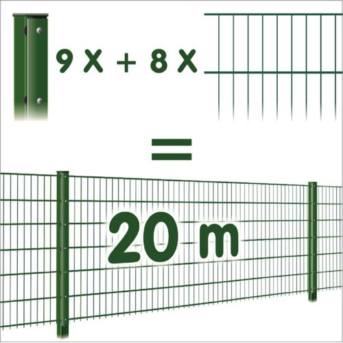 MOE GmbH Zaunpaket 2030 mm - moosgrün RAL6005 8/6/8 20 m (8 Ma+9 Pf)