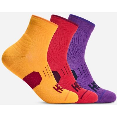 HOKA Dreierpack Quarter Laufsocken in Egg Yolk/Cerise/Virtual Violet Größe L HOKA Dreierpack Quarter Laufsocken in Egg Yolk/Cerise/Virtual Violet Größe L