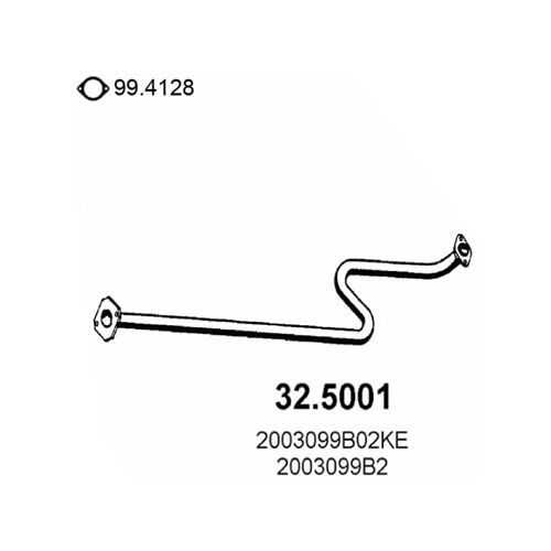 Asso Abgasrohr 32.5001 Mitte Für Nissan B003m99bomga 2003099b2 2003099b00