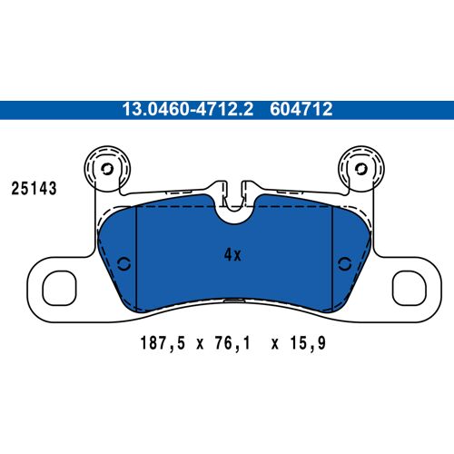Ate Bremsbelagsatz, Scheibenbremse 13.0460-4712.2 Hinten Rechts Links Für Porsche 99135293902