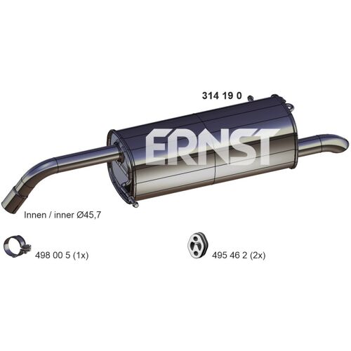 Ernst Endschalldämpfer 314190 Für Ford Cy11-5k244-Db 1778556