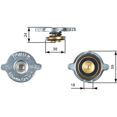 Gates Verschlussdeckel, Kühler Rc113 59mm Für Standard Automobile Land Rover Talbot Mercedes-Benz Jaguar Bmw Isuzu Opel Vauxhall Ford Mg Triumph 9724