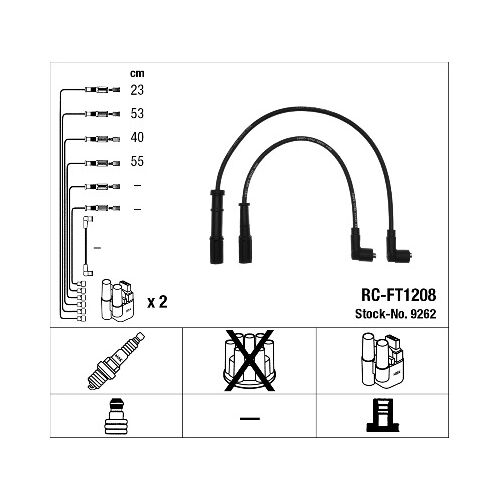 Ngk Zündleitungssatz 9262 Schwarz Für Alfa Romeo Ferrari Fiat Lancia Alfarome/fiat/lanci Abarth Maserati 46749624 55203737 55202897 Schwarz