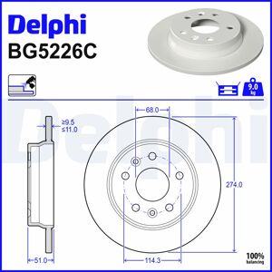 Delphi Scheibenbremse - 11mm Voll beschichtet für Kangoo III MPV Delphi Scheibenbremse - 11mm Voll beschichtet für Kangoo III MPV