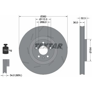 TEXTAR Porsche Macan 36mm 112mm Belüfteter Rillen- und Lüftungs-Scheibe TEXTAR Porsche Macan 36mm 112mm Belüfteter Rillen- und Lüftungs-Scheibe