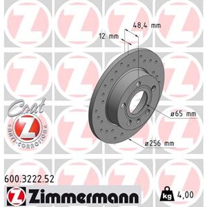 Zimmermann Bremsscheibe 600322252 Hinterachse Gelocht 256mm 12mm Für Vw (Svw) (Faw) Vag Skoda Zimmermann Bremsscheibe 600322252 Hinterachse Gelocht 256mm 12mm Für Vw (Svw) (Faw) Vag Skoda