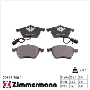 Zimmermann Bremsbelagsatz, Scheibenbremse 206762001 Vorderachse Für Vag Zimmermann Bremsbelagsatz, Scheibenbremse 206762001 Vorderachse Für Vag