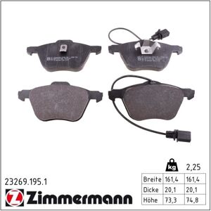 Zimmermann Bremsbelagsatz, Scheibenbremse 232691951 Vorderachse Für Ford Vag Zimmermann Bremsbelagsatz, Scheibenbremse 232691951 Vorderachse Für Ford Vag