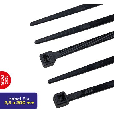 Alca Sortiment, Kabelbinder 2,5*200mm 100 St. Schwarz 613200 Alca Sortiment, Kabelbinder 2,5*200mm 100 St. Schwarz 613200