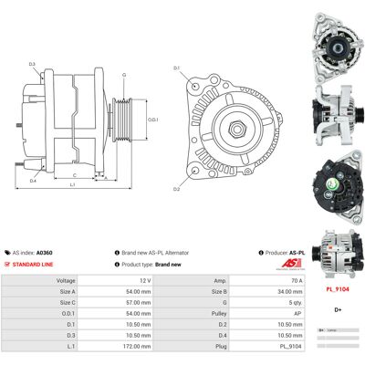 Opel Generator - 70A, 12V - Für Astra, Corsa, Meriva - Zuverlässiger OEM Ersatz Opel Generator - 70A, 12V - Für Astra, Corsa, Meriva - Zuverlässiger OEM Ersatz