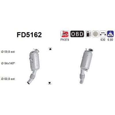 AS - FD5162 - BMW X1 - Cordierit - Partikelfilter AS - FD5162 - BMW X1 - Cordierit - Partikelfilter