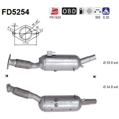 Opel/Vauxhall/ Renault/ Fiat/ Nissan Rußfilter - Euro 6 - FD5254 Opel/Vauxhall/ Renault/ Fiat/ Nissan Rußfilter - Euro 6 - FD5254