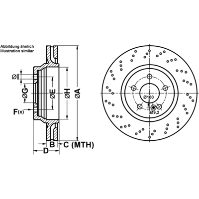ATE Modell 24.0124-0226.1 Bremsscheibe - perforiert ventiliert 112mm ATE Modell 24.0124-0226.1 Bremsscheibe - perforiert ventiliert 112mm