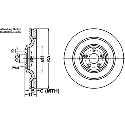 ATE Legiert/karbonisiert belüfteter Bremsscheibe - 376mm - 24mm - Auto ATE Legiert/karbonisiert belüfteter Bremsscheibe - 376mm - 24mm - Auto