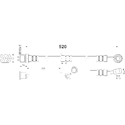 Ate Bremsschlauch - M10x1, 520mm, Für Daihatsu Ate Bremsschlauch - M10x1, 520mm, Für Daihatsu