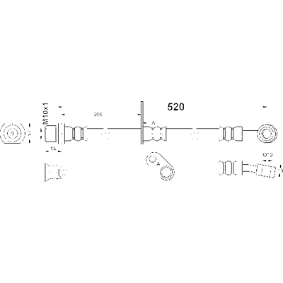 Daihatsu Bremsenschlauch - M10x1, 520mm, OEM 90049-22283-000 Daihatsu Bremsenschlauch - M10x1, 520mm, OEM 90049-22283-000