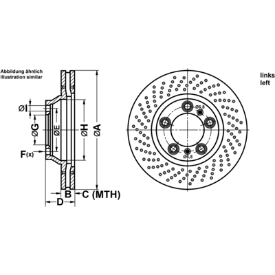 Porsche 911 Bremsscheibe - Belüftet, Gelocht - 350mm Porsche 911 Bremsscheibe - Belüftet, Gelocht - 350mm