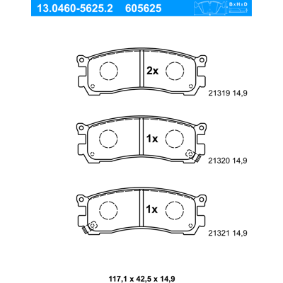 Ate Mazda 929 Xedos Bremsbeläge Satz - Passend für Mazda 929 Xedos Ate Mazda 929 Xedos Bremsbeläge Satz - Passend für Mazda 929 Xedos