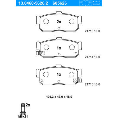 ATE - 440604U090 - 105.3x47x16 - Brake pad set ATE - 440604U090 - 105.3x47x16 - Brake pad set