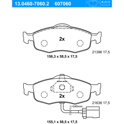 Ate Ford Bremsbeläge Satz Vorderachse - Belüftete Scheibenbremse - OEM-Qualität Ate Ford Bremsbeläge Satz Vorderachse - Belüftete Scheibenbremse - OEM-Qualität