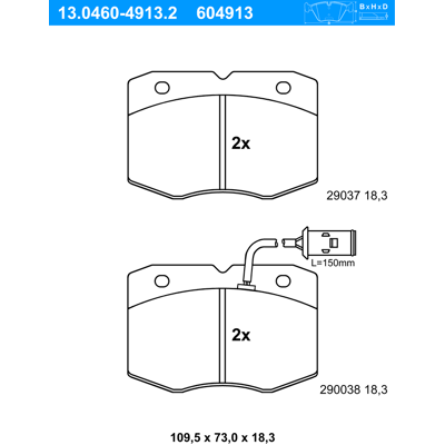 Ate Bremsbelagsatz, Scheibenbremse 13046049132 Für Iveco Ate Bremsbelagsatz, Scheibenbremse 13046049132 Für Iveco