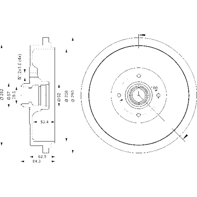 ATE Passat B3/B4 Bremstrommel - Metall, 290mm, Paar ATE Passat B3/B4 Bremstrommel - Metall, 290mm, Paar