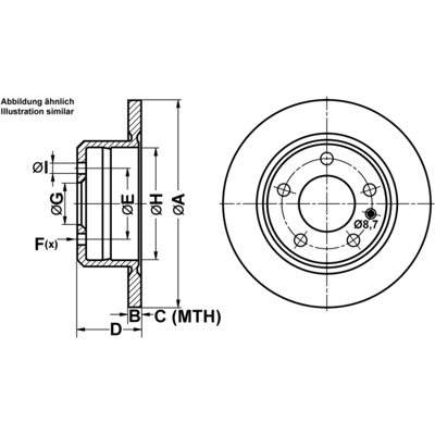 ATE BMW Hinterrad Bremsscheibe - 280mm, 10mm, 5 Löcher ATE BMW Hinterrad Bremsscheibe - 280mm, 10mm, 5 Löcher