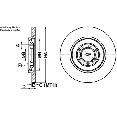 Alfa Romeo Fiat Bremsscheibe - 250mm Durchmesser, 9,9mm Dick, Massiv, 6 Löcher - 134mm Innendurchmesser Alfa Romeo Fiat Bremsscheibe - 250mm Durchmesser, 9,9mm Dick, Massiv, 6 Löcher - 134mm Innendurchmesser