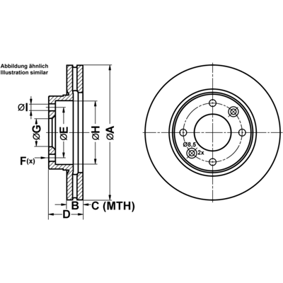 ATE Bremsscheibe - Belüftet 247mm für Peugeot/Citroën ATE Bremsscheibe - Belüftet 247mm für Peugeot/Citroën