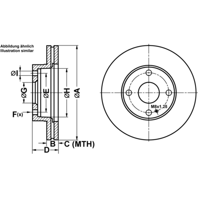 ATE B26Y-33-25XA Belüfteter Bremsscheibe - Bremsscheibe ATE B26Y-33-25XA Belüfteter Bremsscheibe - Bremsscheibe